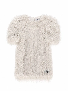 Msgm Peluche Dress Girl Crema/Cream