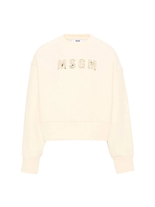 Msgm Boxy Sweatshirt Girl Crema/Cream
