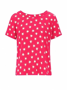 Laura Urbinati Laura Urbinati Short Sleeves Crew Neck Top Camelia Print