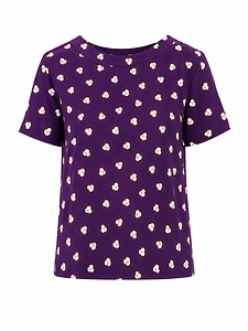 Laura Urbinati Laura Urbinati Short Sleeves Crew Neck Top Camelia Print
