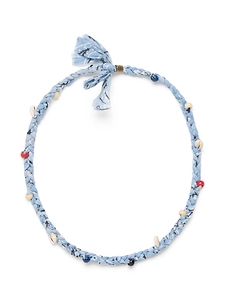 Alanui Bandana & Cowrie Shell Neckla Dusty Blue