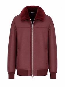 La Rose La Rose Bomber Lungo Mu In Pelle Montone Bordeaux