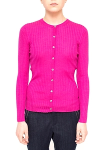 La Rose La Rose Cardigan Ribs Cashmere Fuxia