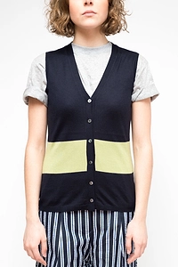La Rose La Rose Gilet Cardigan Blue+Green