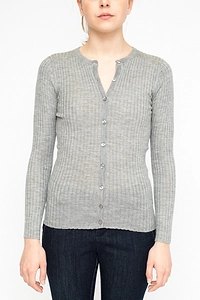 La Rose La Rose Cardigan Ribs Cashmere Grey
