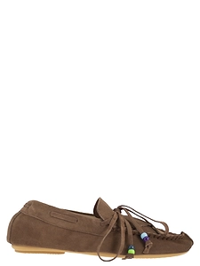 Anniel Suede Loafers With Fringes And Decorative Laces