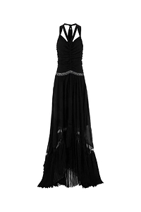 Blumarine Black Georgette Long Dress
