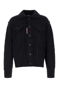 Dsquared Melange Dark Blue Knit Cardigan