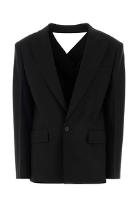 Dsquared Black Stretch Wool Blend Peek A Boo Blazer