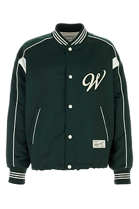 Wooyoungmi Bottle Green Satin Bomber Jacket