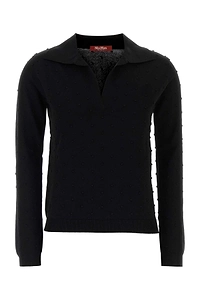 Mm Studio Black Viscose Blend Colono Polo Shirt