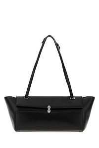 Savette Black Leather Trapeze Shoulder Bag