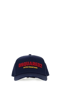 Dsquared Navy Blue Gabardine Baseball Cap