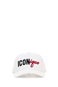 Dsquared White Gabardine Baseball Cap
