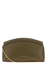 Michael By Michael Kors Olive Green Leather Small Athena Clutch