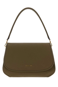 Michael By Michael Kors Olive Green Leather Holmes Shoulder Bag