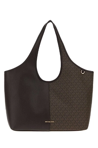 Michael By Michael Kors Chocolate Canvas And Leather Large Henly Shopping Bag