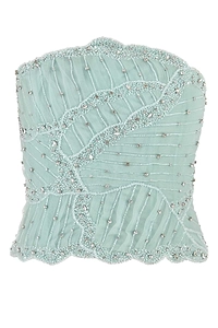 Costarellos Light Blue Tulle Fiori Bodice