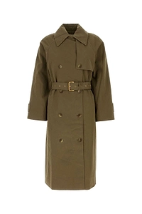 Michael By Michael Kors Army Green Cotton Blend Trench Coat