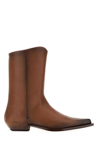Calvin Klein Collection Brown Leather Cheer Boots