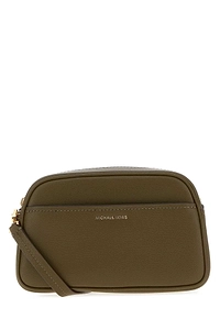Michael By Michael Kors Olive Green Leather Jet Stet Crossbody Bag