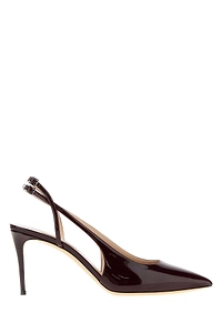 Casadei Burgundy Leather Chanel Pumps