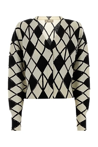 Blumarine Embroidered Wool Blend Cardigan