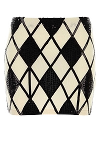 Blumarine Embroidered Wool Blend Mini Skirt