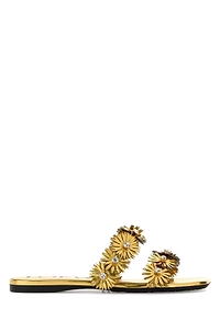 Loewe Paula's Ibiza Gold Leather Paula S Ibiza Slippers