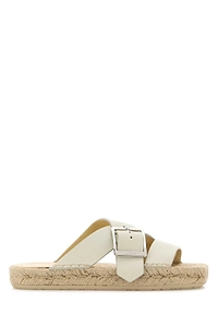 Loewe Paula's Ibiza White Leather Paula S Ibiza Petal Slippers