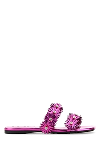 Loewe Paula's Ibiza Fuchsia Leather Paula S Ibiza Slippers