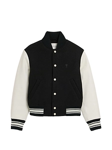 Ami Paris Wool And Leather Bomber Jacket