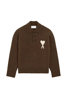 Ami Paris Ami De Coeur Wool Polo Sweater