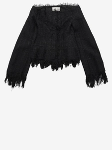 Matieres Fecales Cotton Blend Dress With Fringed Edges