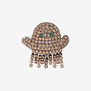 Lisa C Brass Brooch With Ghost Shaped Crystals
