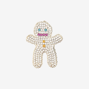 Lisa C Brass Brooch With Crystals In The Shape Of A Gingerbread Man