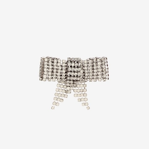 Lisa C Brass Brooch With Bow Shaped Crystals