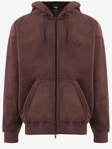 Y 3 Ribbed Velvet Hooded Zip Up Sweatshirt