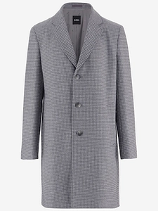 Hugo Boss Wool Coat With Henspeat Pattern