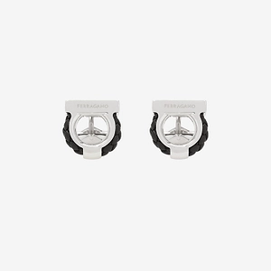 Salvatore Ferragamo Brass And Braided Leather Hook Cufflinks