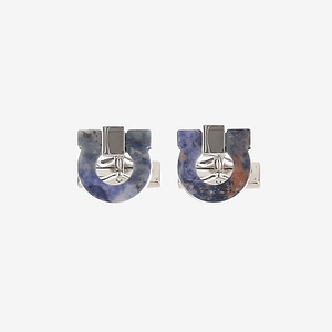 Salvatore Ferragamo Brass And Semiprecious Stone Hook Cufflinks