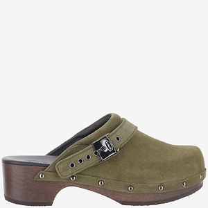 Scholl Wood And Suede Clogs