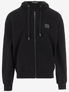 Dolce & Gabbana Cotton Hooded Sweatshirt With Logo Patch