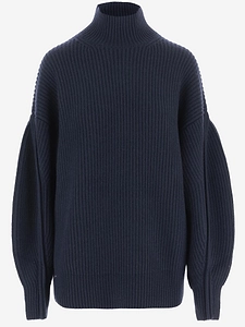 Carven Ribbed Cashmere Sweater With High Neck