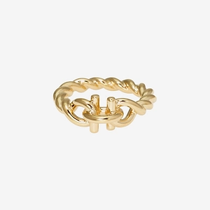 Salvatore Ferragamo Brass Torchon Hook Ring