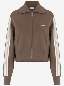 Autry Viscose Blend Sweatshirt With Zipper And Side Stripes