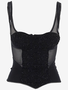 Ianira Meda Lycra Blend Top With Embroidery And Mesh Panels