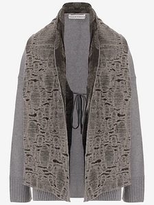 Niccolo' Pasqualetti Open Front Wool And Cashmere Sweater With Embroidered Shawl