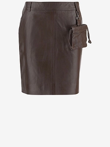 The Garment Removable-Pouch Leather Skirt