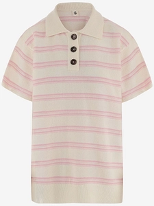 The Garment Striped Knitted Polo Top
